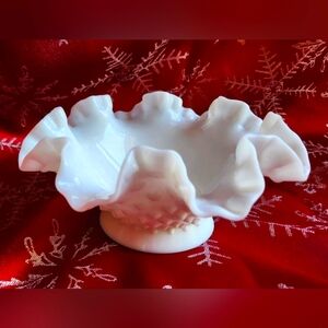 1950's FENTON Empergne Base Hobnail Milk Glass